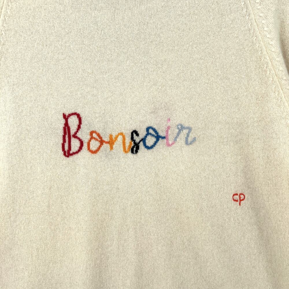 CHINTI AND PARKER Bonjour Cashmere Sweater Womens Large Cream Crew Neck FLAWED - Picture 8 of 16